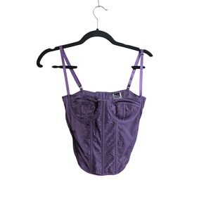 SHEIN Corset Top Womens Medium Purple Lace Mesh Underwire Hook and Eye Closure